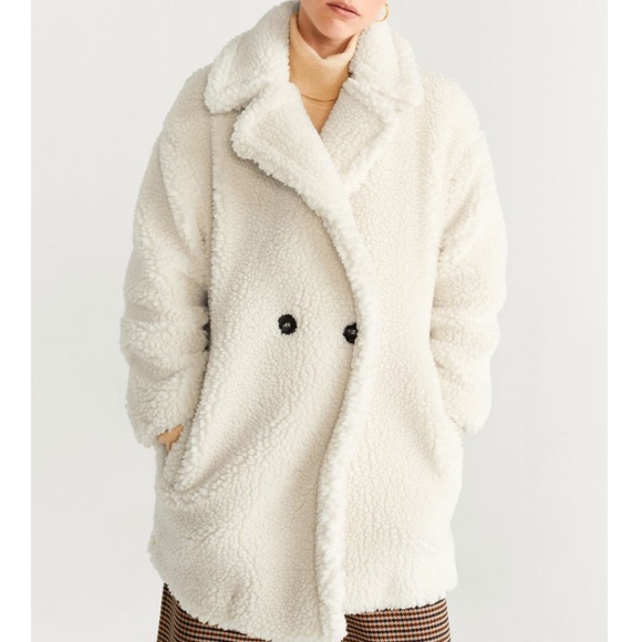 MANGO MNG Faux Sherling Double Breasted Oversized Teddy Jacket US Size XXXS NWOT - Picture 13 of 13